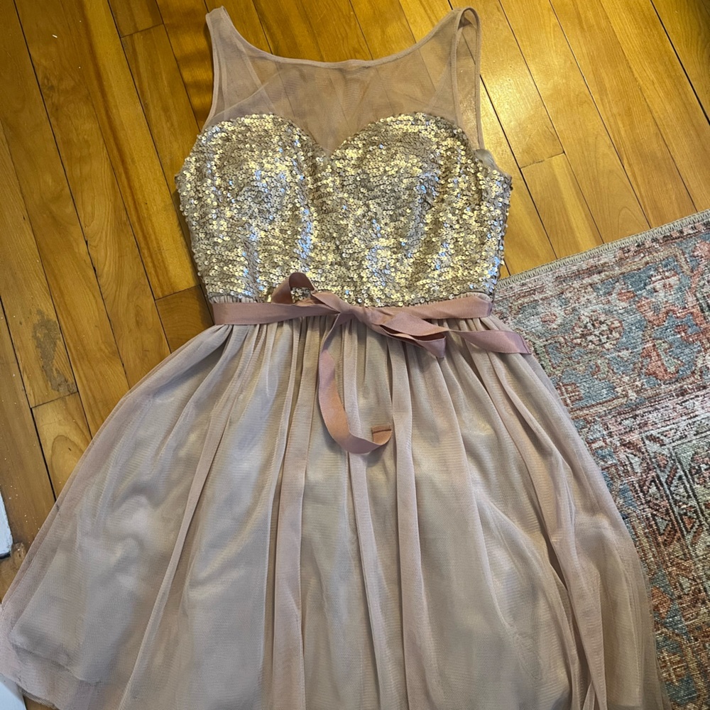 June & Ivy Sequin and Mesh A-line Dress